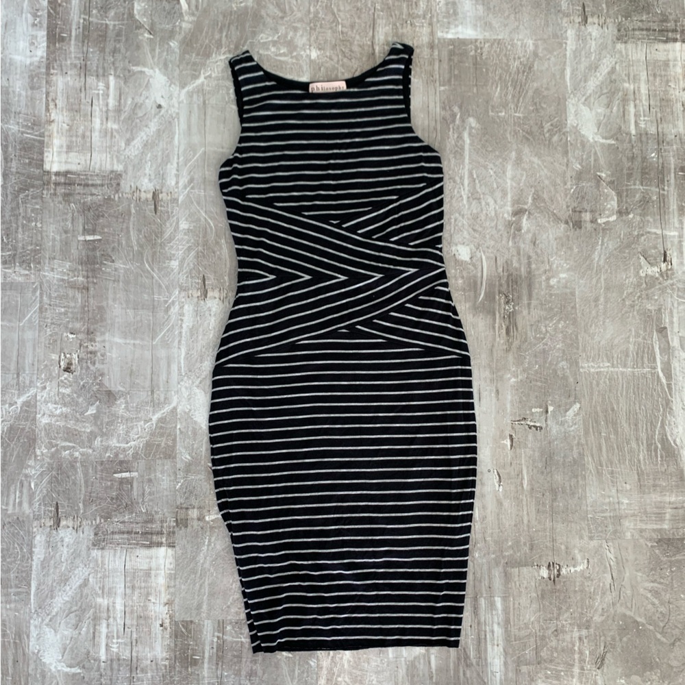 Black and white striped dress